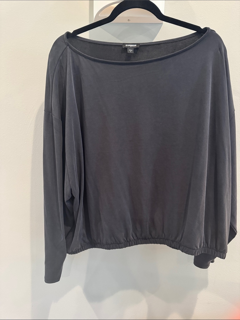Express Women's Black Boatneck Long-Sleeve Pullover
